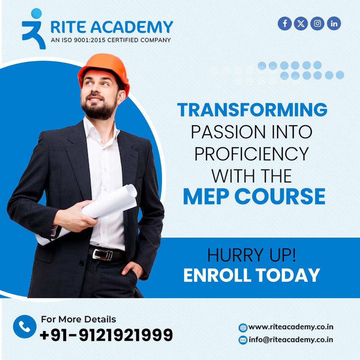 Don't just dream it, do it! Transform your passion into proficiency with our Rite Academy #MEP course in #Hyderabad. 🛠️🎓

Enroll in our #MEPcourse and become a certified expert! 📚👷‍♂️

#mepcourse #riteacademy #meptrainingindia  #meptraining #meptechnician #trainingfromexperts