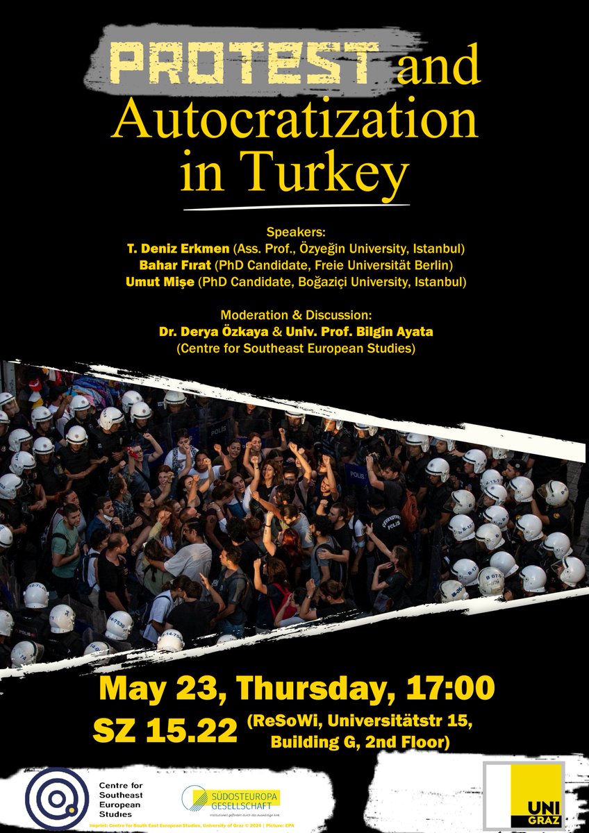 Join us for a panel discussion on Turkey's authoritarian transformation next Thursday at 17:00. We will explore the challenges of grassroots politics under repression and the emotional dynamics of the government's discourse with renowned experts. Don't miss this opportunity! 👇👇
