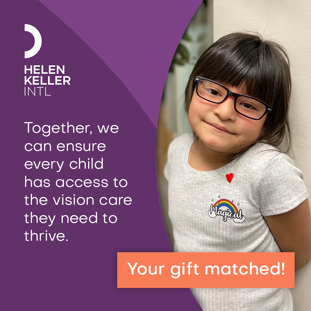 In the US, 1 in 4 kids are living with uncorrected #vision. 😲

Together we can ensure that every child has access to the #VisionCare & services they need. 🤓

Right now, all donations to #HelenKeller are matched. 💜🤍

Take action: vist.ly/zfxr