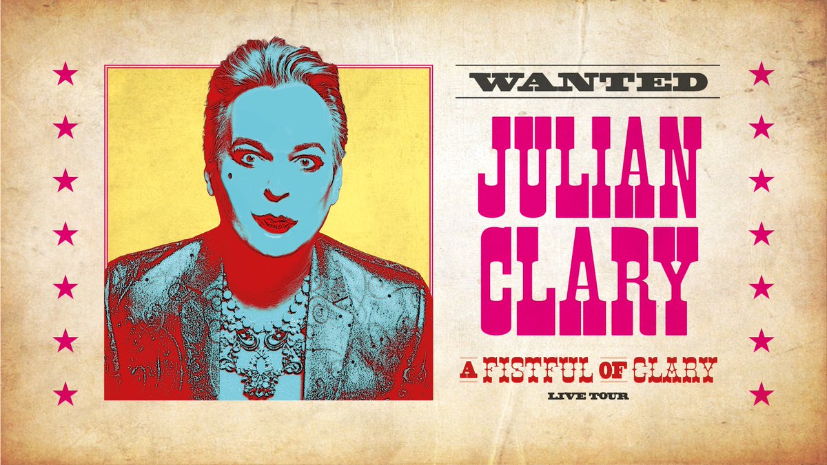 National trinket Julian Clary is back
Join us for 'A Fistful of Clary'
The Hexagon, Reading Thurs 30 May
⭐️A few extra tickets are now available⭐️
whatsonreading.com/venues/hexagon…
‘Julian Clary unleashes a tsunami of smut’
The Guardian

@RDGWhatsOn @RdgToday @EventsInReading @JulianClary