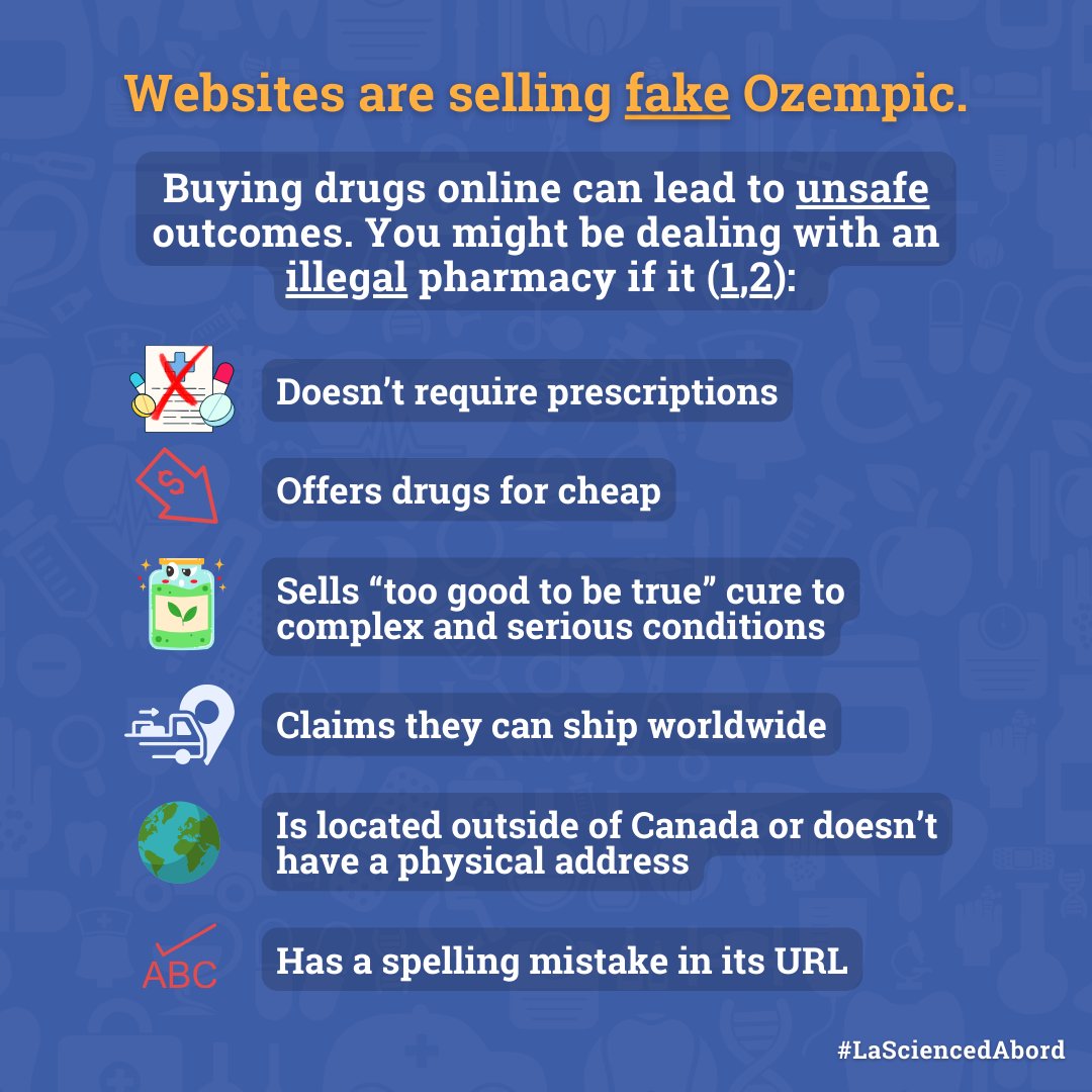 A popular and/or expensive product may become difficult to obtain. This can lead to the emergence of counterfeit versions sold illegally, which can be very dangerous for your health. Learn to recognize illegal pharmacies 👇 scienceupfirst.com/project/websit… #ScienceUpFirst