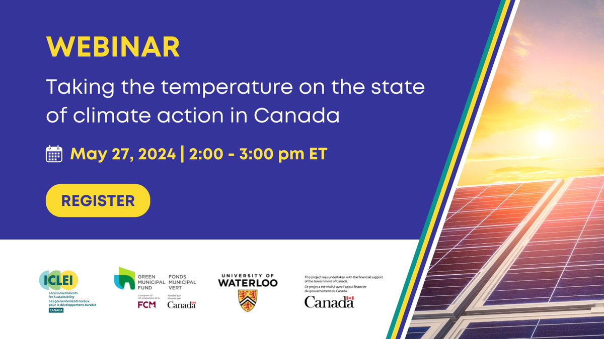 Mark your calendar! 🗓️ Join us Monday, May 27, from 2-3 pm ET for the launch of a new database and report that reveal the state of #ClimateAction in Canada, presented by the Municipal #NetZero Action Research Partnership (N-ZAP). Register 👉 pcp-ppc.ca/events/webinar…