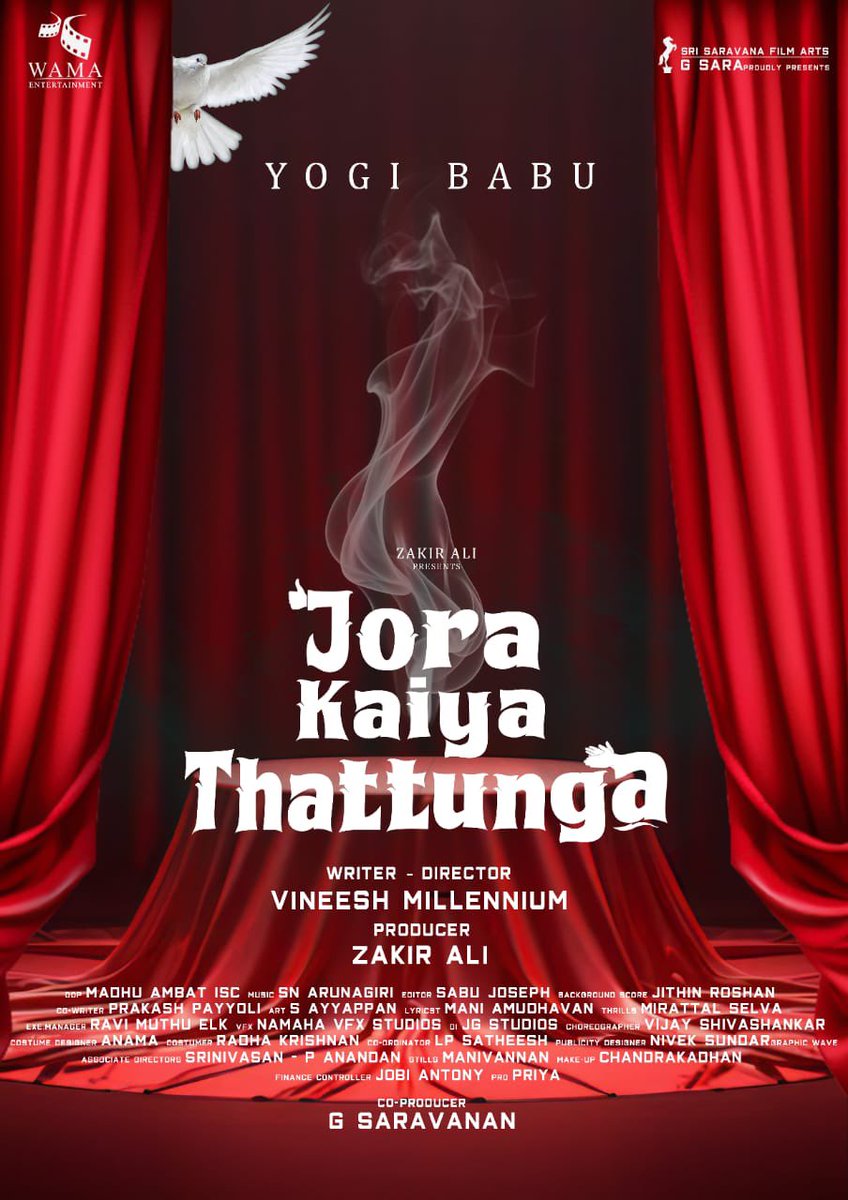 WAMA Entertainment & Sri Saravana Film Arts production starring #YogiBabu titled #JoraKaiyaThattunga @iYogiBabu @zakirAli1463781 @PRO_Priya @spp_media