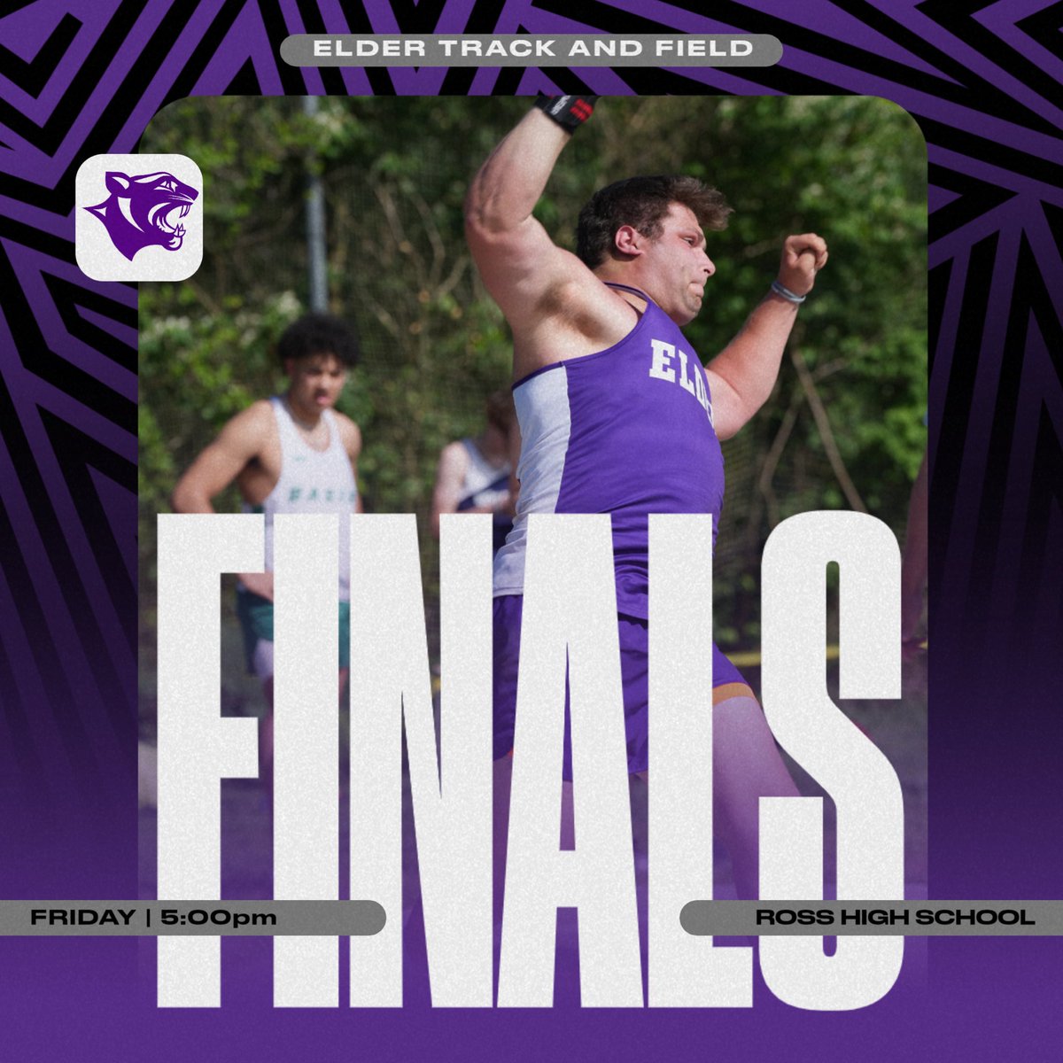 It’s MEET DAY!

The track and field team will compete in the District Finals tonight out at Ross!

Field (high jump / shot put) - 4:00pm
Running - 6:00pm
📋 Results: timingspot.com

#GoPanthers #ElderTrackAndField