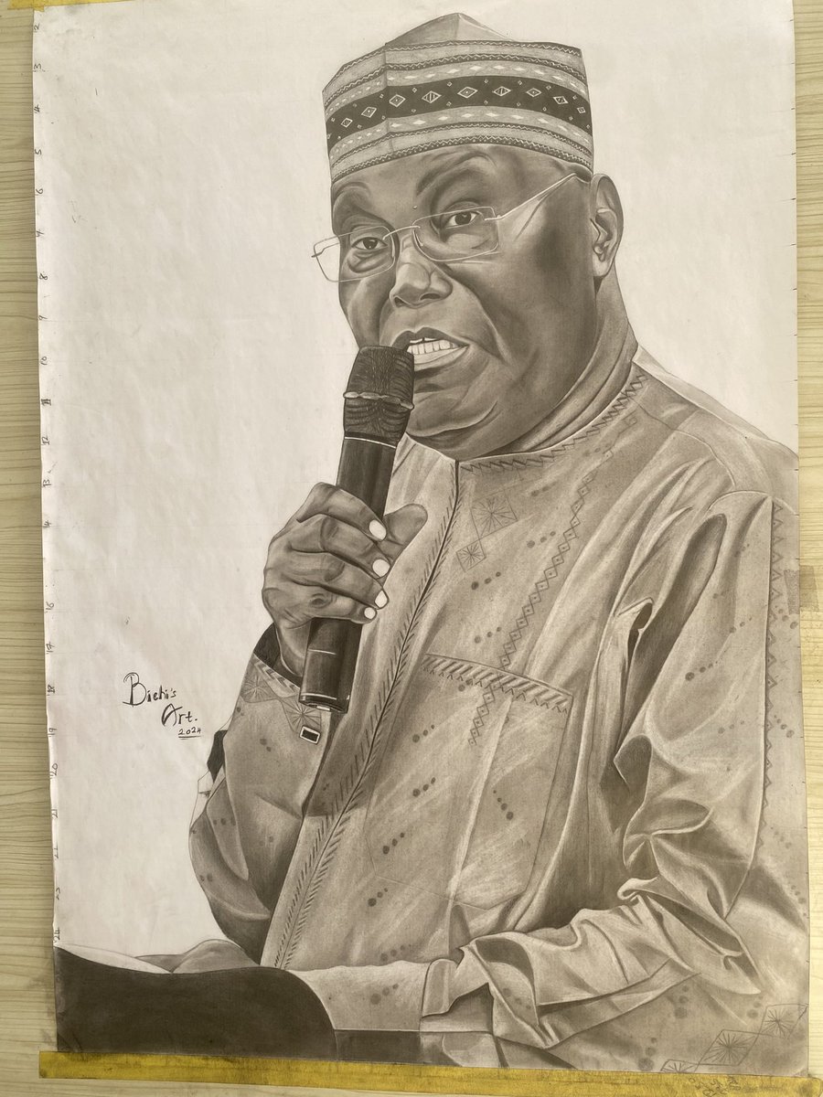 bichi_nazeer's tweet image. I made this pencil drawing of H.E @atiku (wazirin Adamawa) with Charcoal pencils on A1 paper, and I want to present it to him, I believe he&apos;ll love it when he sees it. 

Twitter please do your thing.🙏