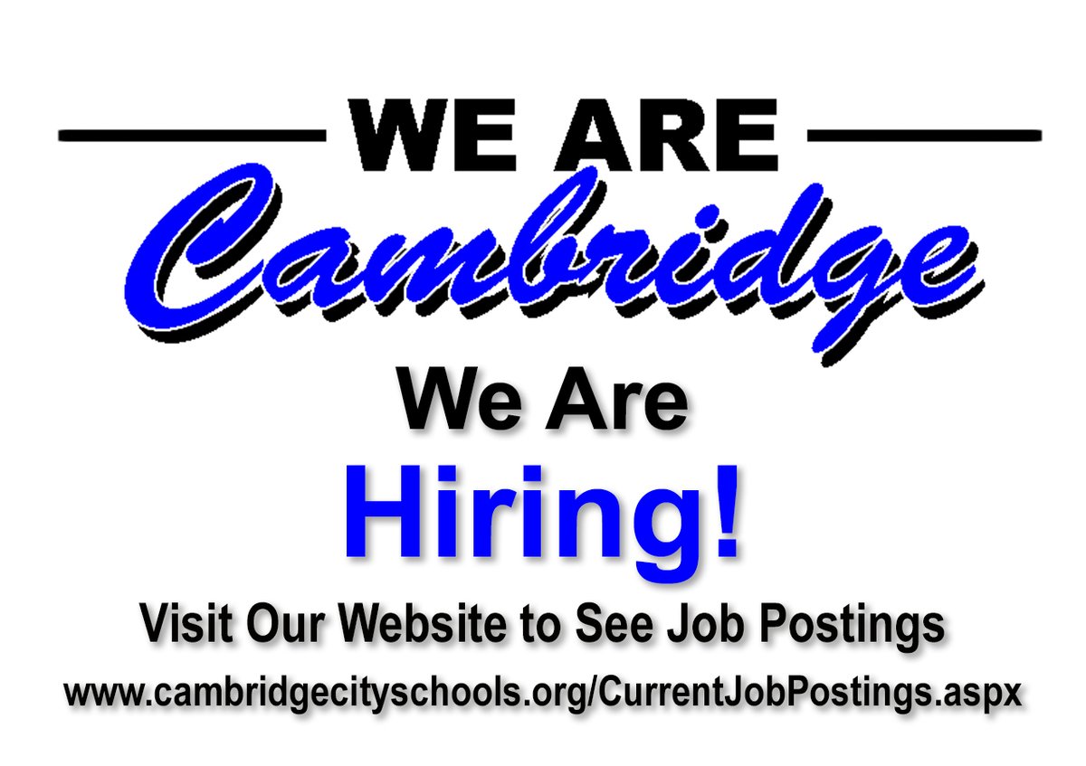 New job postings up today! Check them out here: cambridgecityschools.org/CurrentJobPost… #WeAreCambridge #WeAreHiring