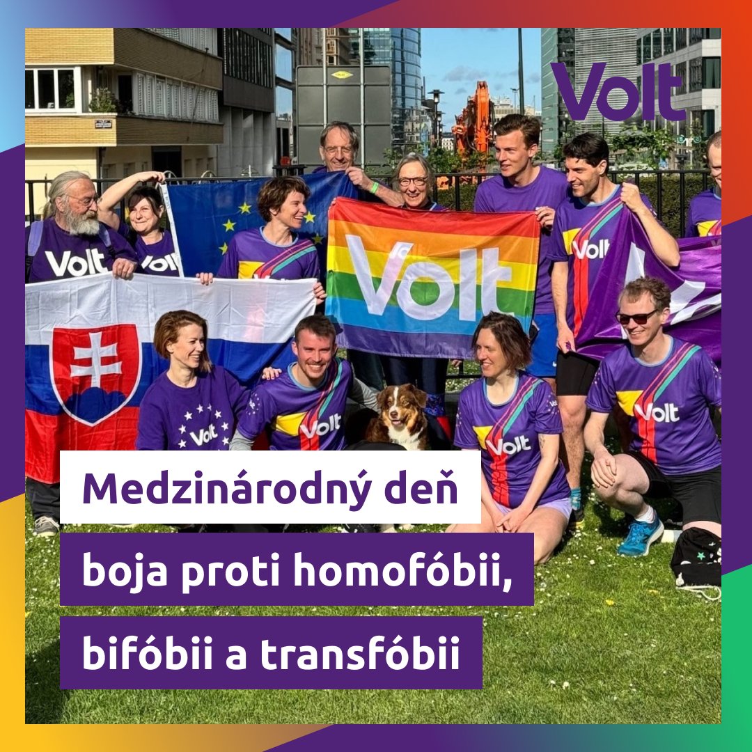 Dnes, 17. mája, na Medzinárodný deň boja proti homofóbii, bifóbii a transfóbii, stojí Volt za rovnosťou a inkluzívnosťou. Pokiaľ chceme vytvoriť svet, kde sa bude každý cítiť akceptovaný a v bezpečí, nesmieme poľaviť v boji proti predsudkom a diskriminácii.🏳️‍🌈 #Rovnosť #VoltSK24
