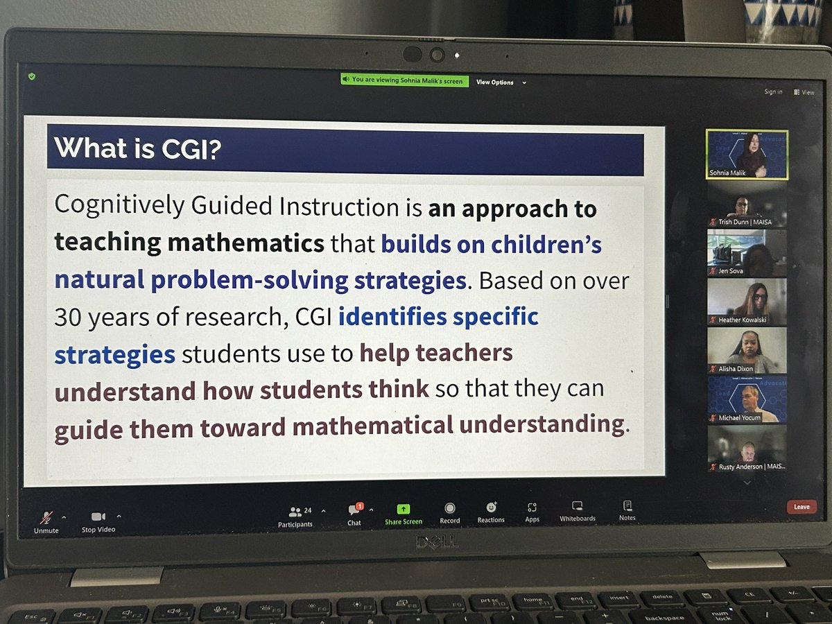 Trishdunn74's tweet image. Excited to engage with the Early Math Task Force around the principled ideas of Cognitively Guided Instruction #CGI @Sohnia @RAnderson_Math #mimathessentials