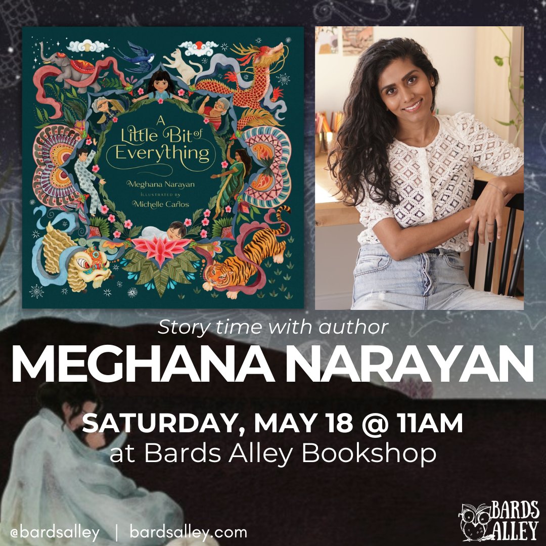STORY TIME TOMORROW 🗓️ May 18th at 11am, join us as @Meghanacreates reads her newest release A Little Bit of Everything at Bards Alley, asking readers to celebrate themselves. No RSVP required, just pop into the store for a kid-friendly event!