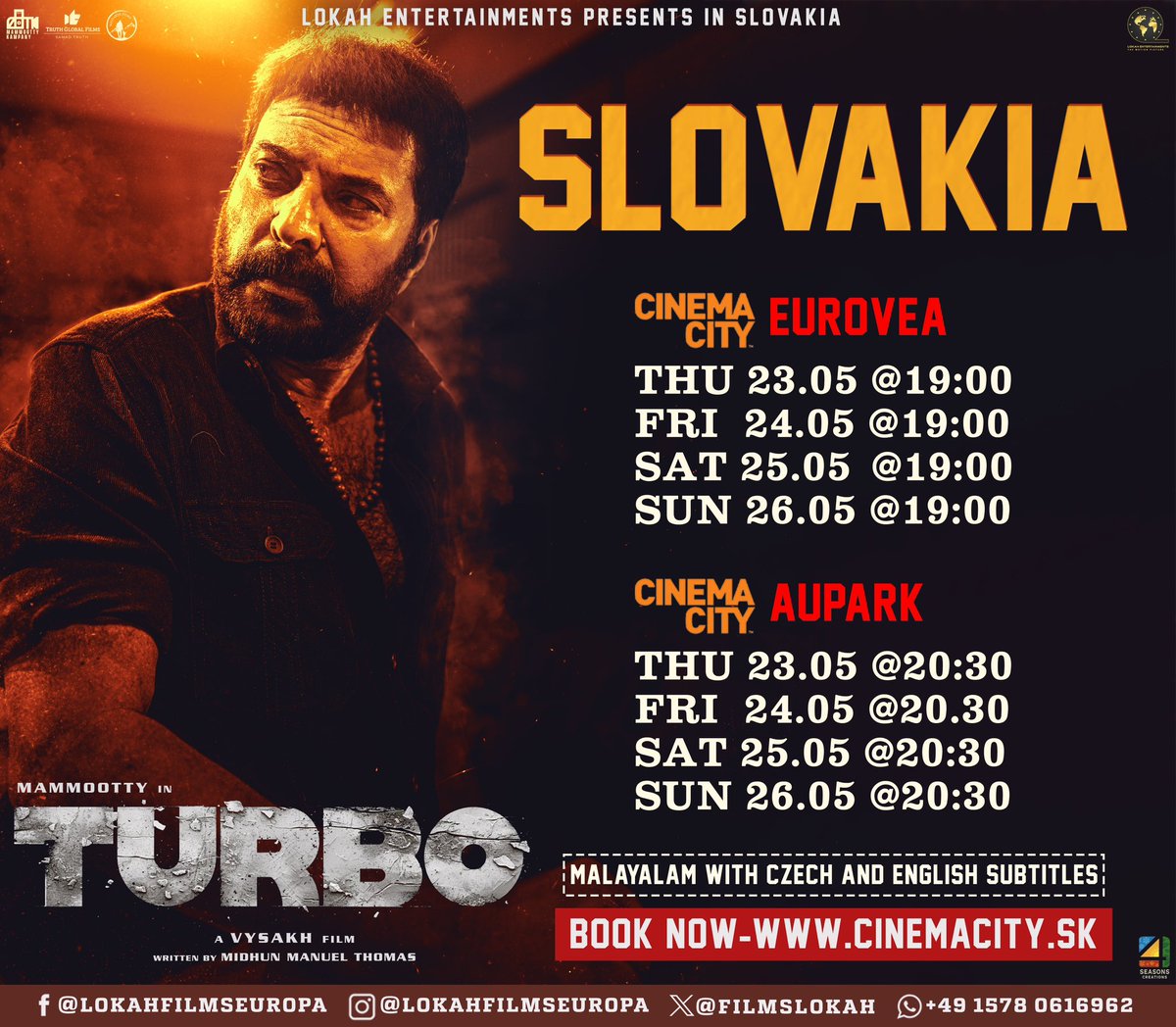 One more is here from #Turbo 

Biggest ever release for a Malayalam Movie in Slovakia

@FilmsLokah keep going waiting for next countries tooooo