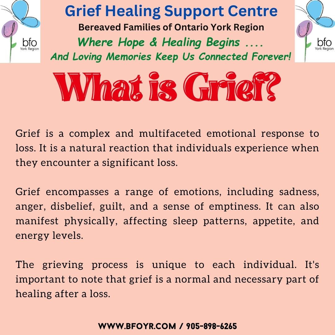 What is Grief?

#GriefHealingSupportCentre #GHSC #BFOYR #BFO #Grief #Healing #MentalHealth #YorkRegion #FreeService