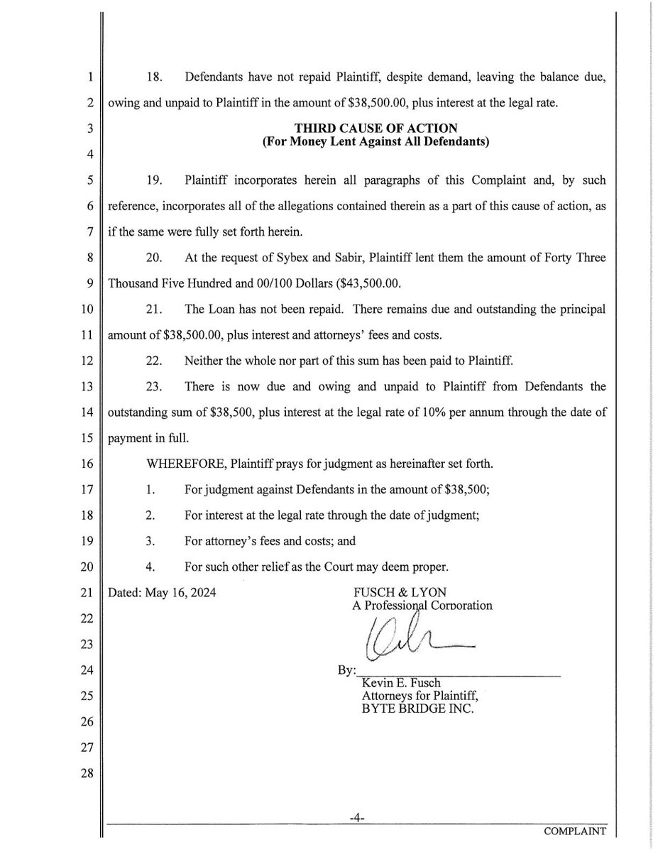 Filed yesterday: BYTE BRIDGE INC. vs SYBEX GLOBAL, et al. (24CV075842)
Category: Contract/Warranty Breach - Seller Plaintiff (no fraud/negligence)     
Type: Civil Unlimited
#Hayward