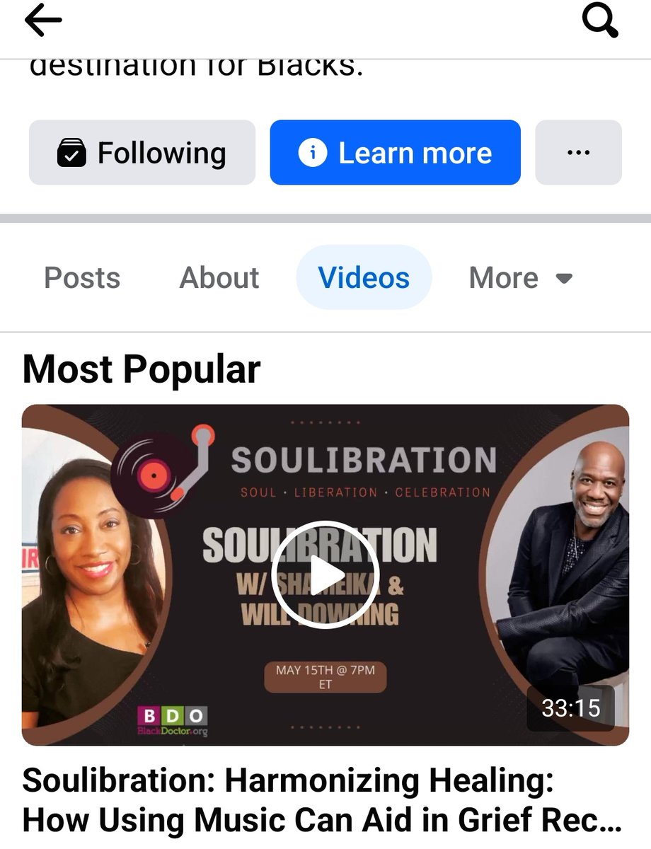 I am blown away right now. 😲
I'm on week 2 of my lifestyle show #Soulibration on @blackdoctor_org and my interview with @WILLDOWNING3 is the most popular video on their Facebook page! 🙌🏾🎊
Thank you to all who tuned in live or watched it later. I hope it fed your soul! 🙏🏽