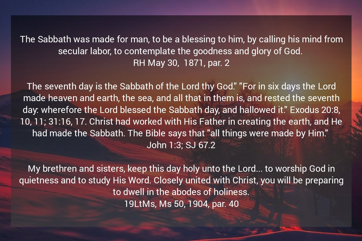 God gave the Sabbath to the world to be set apart for His name's glory.  

'If ye be Christ's, then are ye Abraham's seed.' Upon all who through Christ become a part of the true Israel, the observance of the Sabbath is enjoined. 
{ST November 22,  1899, par. 4}
#HappySabbath