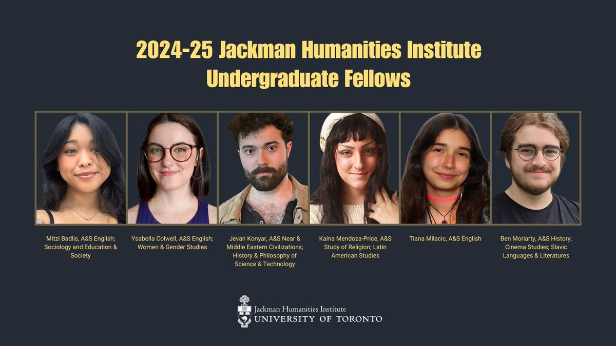 👏👏 Congratulations to our 2024-25 Undergraduate Fellows, who'll be joining us during our Undergrounds/Underworlds theme year: Mitzi Badlis, Ysabella Colwell, Jevan Konyar, Kaína Mendoza-Price, Tiana Milacic and Ben Moriarty. More info uoft.me/avw