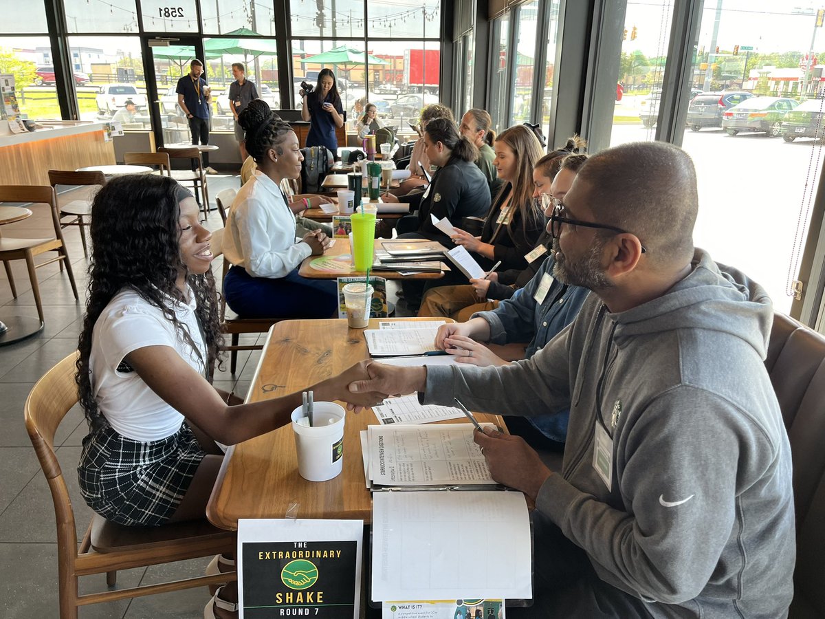 teach_onfire's tweet photo. The interviews at Starbucks on FE Wright Drive!  #extraordinaryshake2024 @jcmmscougars https://t.co/k6qpw3Kqcv