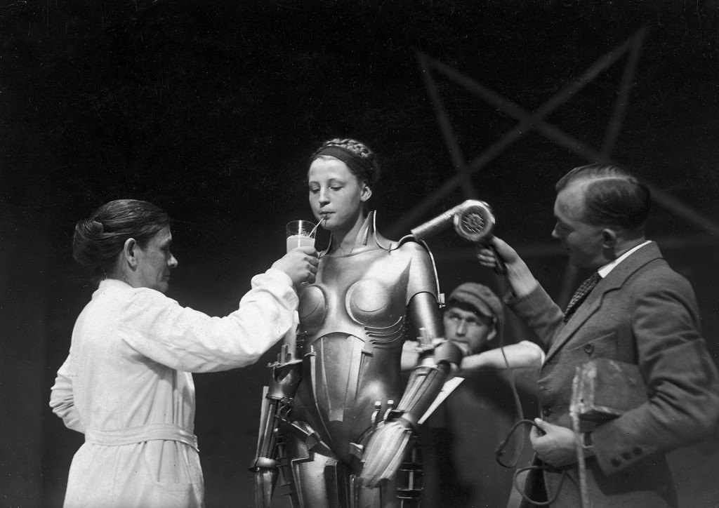 Brigitte Helm on the set of 'Metropolis' (1927) by  Fritz Lang, 1927.
