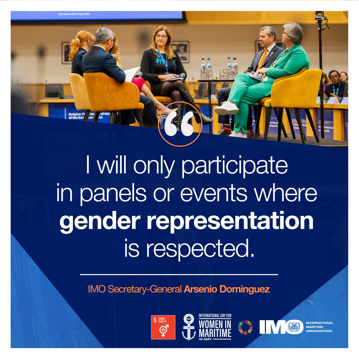 You already know that in me you have a champion that will focus on actions, and lead by example. Ahead of the International Day for Women in Maritime tomorrow (18 May) I reiterate my pledge to only take part in panels where gender representation is respected. #WomenInMaritimeDay