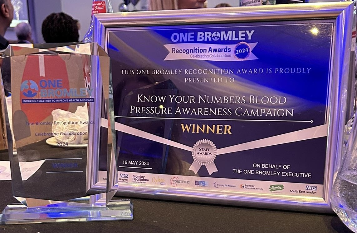 🏆Congratulations to the Bromley #KnowYourNumbers Blood Pressure Awareness Campaign at the #OneBromleyAwards2024. Recognised for their collaborative efforts in identifying people with undiagnosed hypertension. Here's to saving lives and promoting better health outcomes!