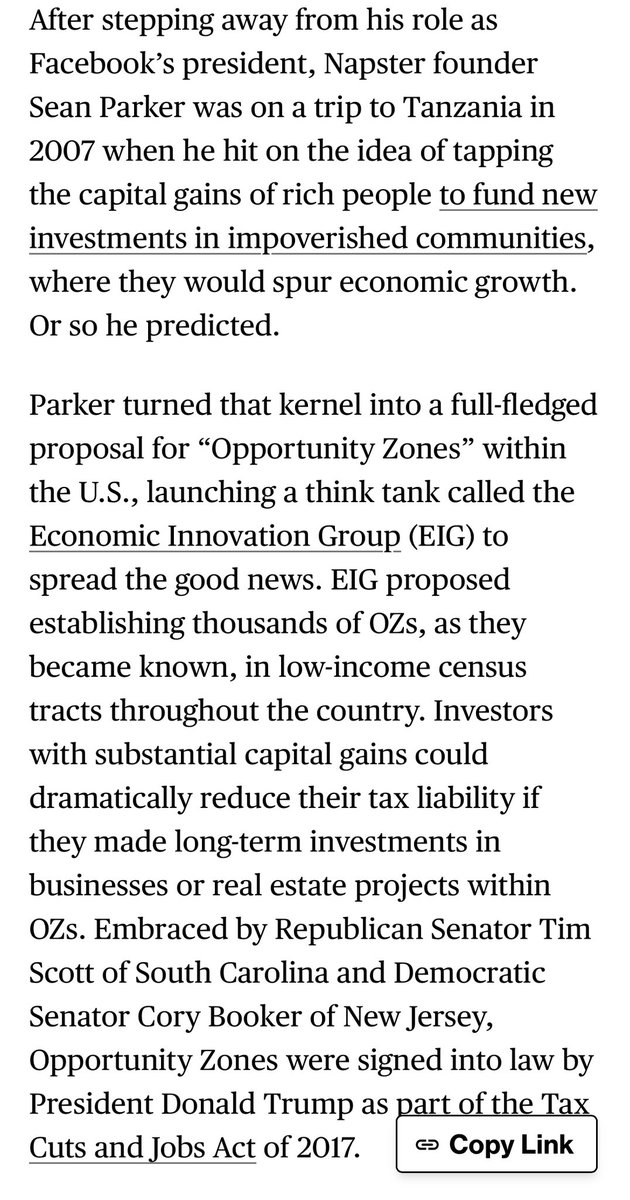 I didn’t know that Opportunity Zones were the brainchild of Sean Parker, the founder of Napster (amongst other outstanding investments). 

Is this common knowledge?