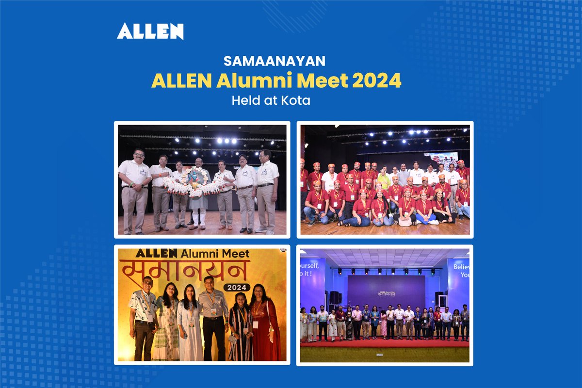 🎉 ALLEN Alumni Meet, 'Samaanayan-2024,' took place in Kota on 11th and 12th May. Doctors and their families across the country gathered in Kota to participate in the event. It was an opportunity for them to reconnect with their alma mater after many years and reminisce about old