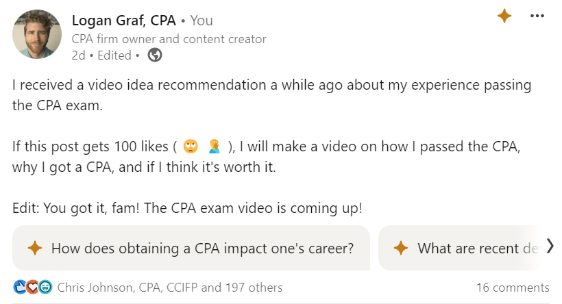 Looks like my next video will be about the CPA exam! Hey, @BeckerCPA, interested in sponsoring?