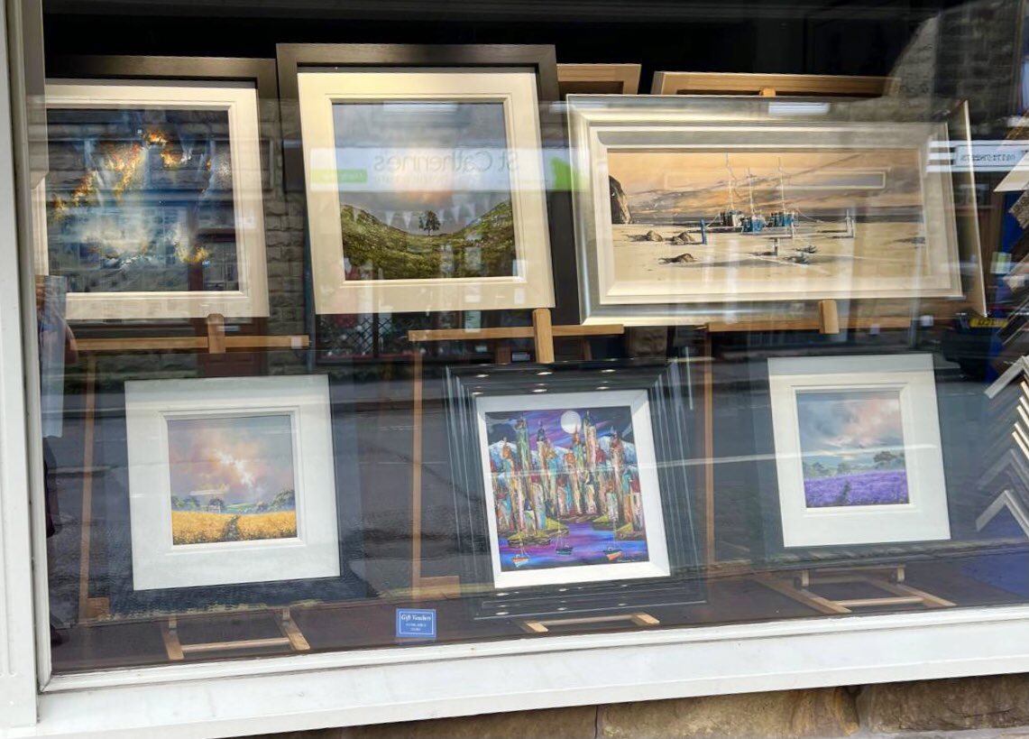 Have you seen our latest window? Apologies for the reflection. Which is your favourite? Call into the gallery today and take a look at our current collection #art #framing #sculpture #shoplocal @LancashireHour @Live_RV @Gillylancs 🎨🎨🎨