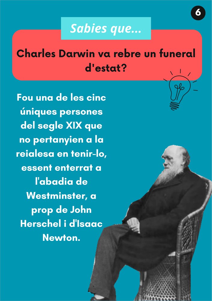 #Sabiesque #CharlesDarwin va rebre un funeral d'estat? Fou una de les cinc úniques persones del segle XIX que no pertanyien a la reialesa en tenir-lo, essent enterrat a l'abadia de Westminster, a prop de John Herschel i d'Isaac Newton. #BibExposUAB @uabbiociencies