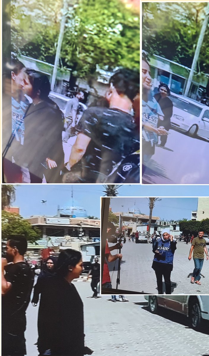 Reporterinnen in #Gaza #AlAqsaHospital!!! Hinter der Kamera ohne Hijab!! Vor der Kamera mit!! Das nennt man dann wohl Arbeitskleidung!! Wie verlogen die Sender doch sind!