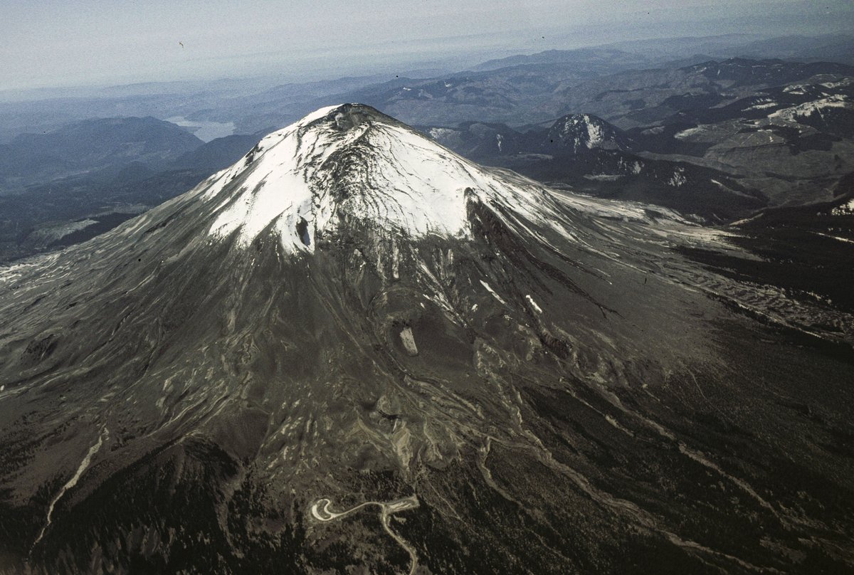 #MountStHelens 1980: Bulge on north flank 1 mile long, 1/2 mile wide. Many geologists agreed it was only a matter of time before it failed. Concern great enough that most stopped driving into the area to check instruments. Trips made by helicopter in case a hasty exit was needed.