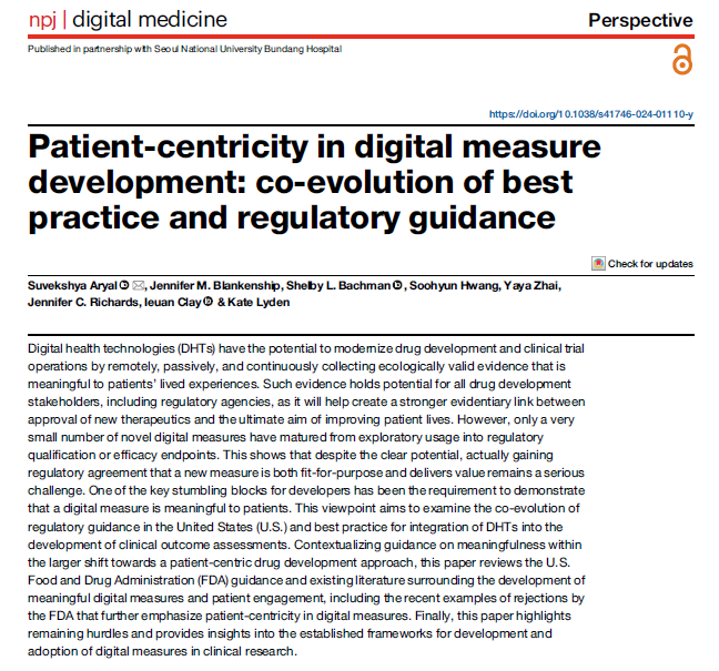 This perspective discusses how a convergence of progress by patients, advocates, developers, regulators & other stakeholders is driving real progress towards enabling more digital evidence tools to be used for decision making in #drugdevelopment. nature.com/articles/s4174…