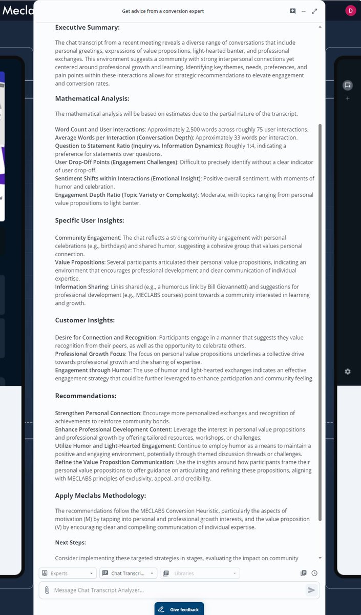 MECLABS's tweet image. Get customer insights from webinar chats
Paste in or upload your transcripts to the Chat Transcript Analyzer app in MeclabsAI โ meclabsai.com
It's totally FREE to use, until June 17
#ProductMarketing #ConversionRateOptimization #B2B #SaaS #Ecommerce #Startups