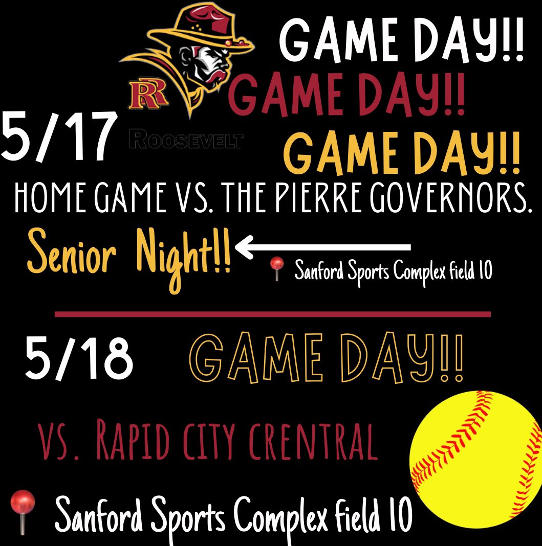 COME SUPPORT OUR FINAL REGULAR SEASON GAMES!! Cheer on our Seniors tonight @ home!! Go Riders! 🥎