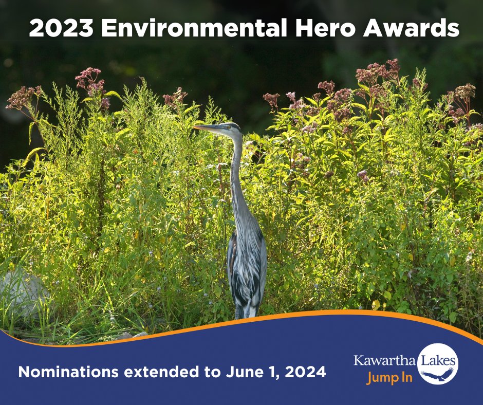 Did you miss your chance to submit a nomination for this year's environmental hero awards? Nominations have been extended until June 1. Visit our website for more information: kawarthalakes.ca/en/news/the-20…