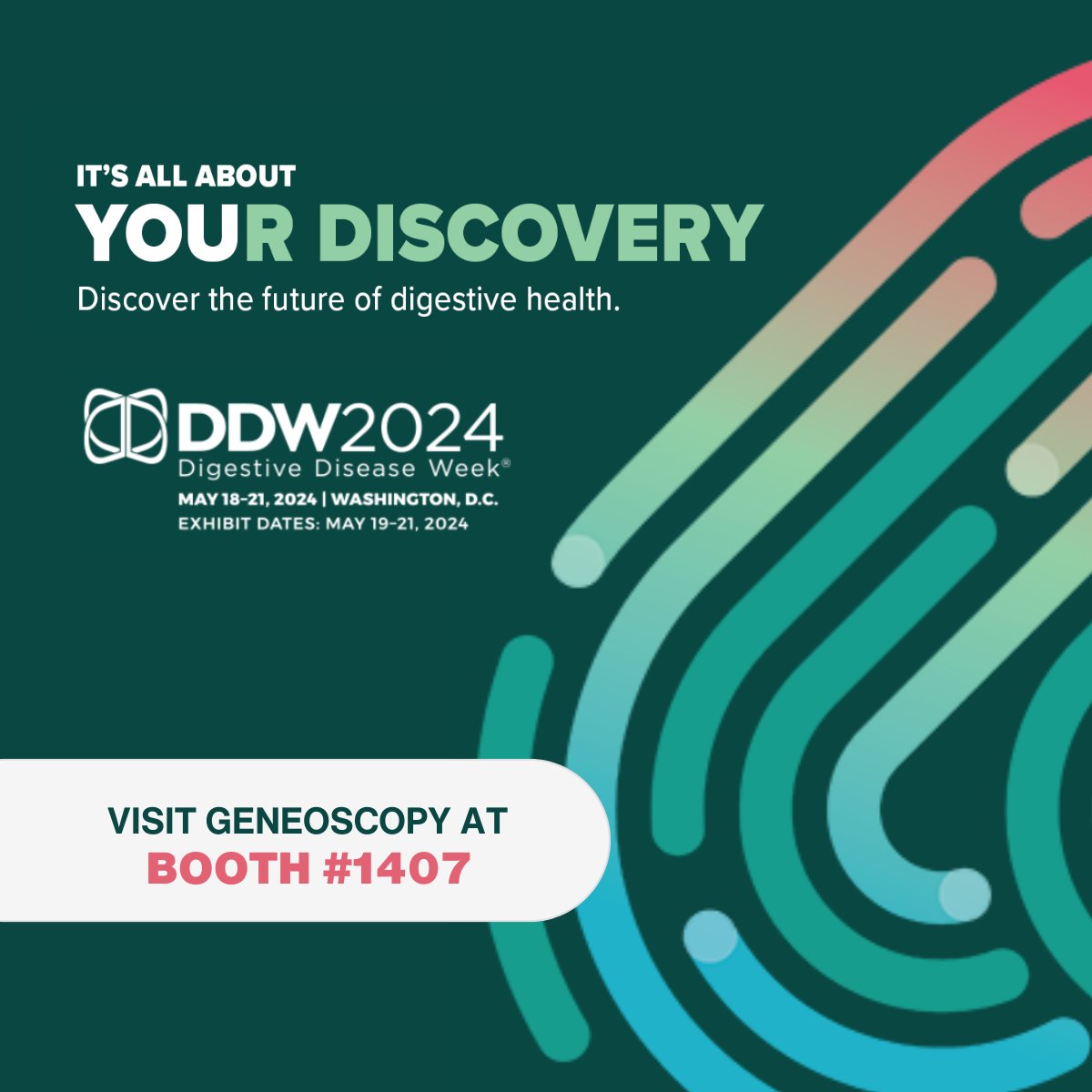 Geneoscopy is excited to attend Digestive Disease Week (DDW) in Washington, DC, May 18-21. Visit our expert team at Booth #1407 to learn more about our FDA-approved at-home colorectal cancer screening test, ColoSense. Mark your calendars for our two poster presentations, May 18