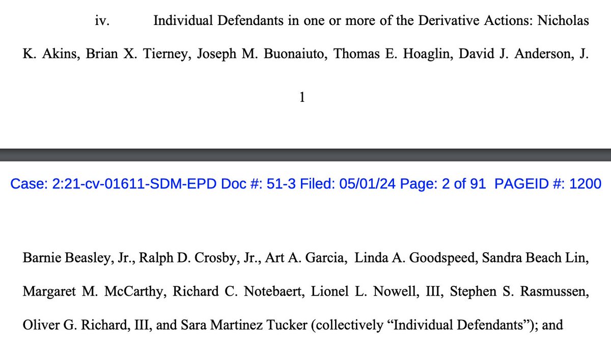 Individual defendants like former CEO Nicholas Akins and VP Brian Tierney left AEP amidst the fallout from the HB 6 investigations.  Akins now serves on the board of DTE and Tierney is CEO of FirstEnergy.