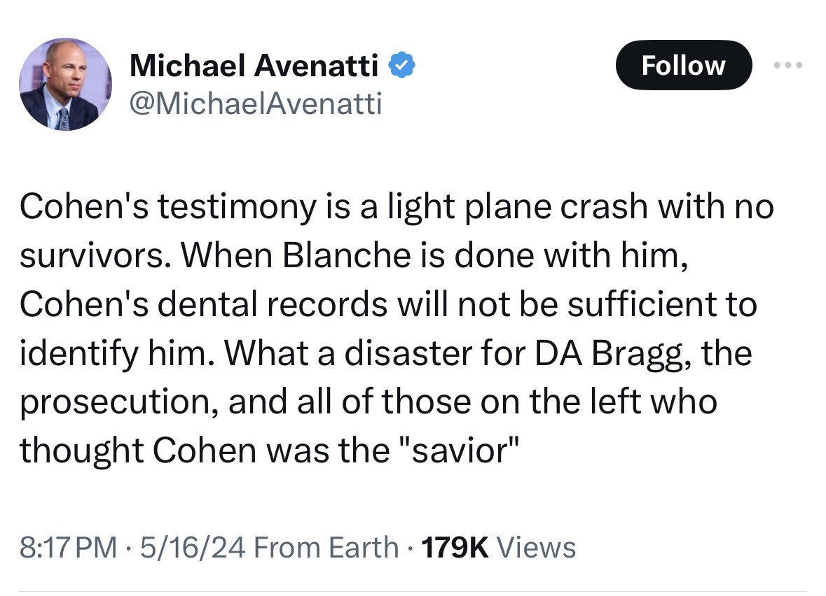 You knows it’s bad if Michael Avenatti is saying this about Michael Cohen❗️😳