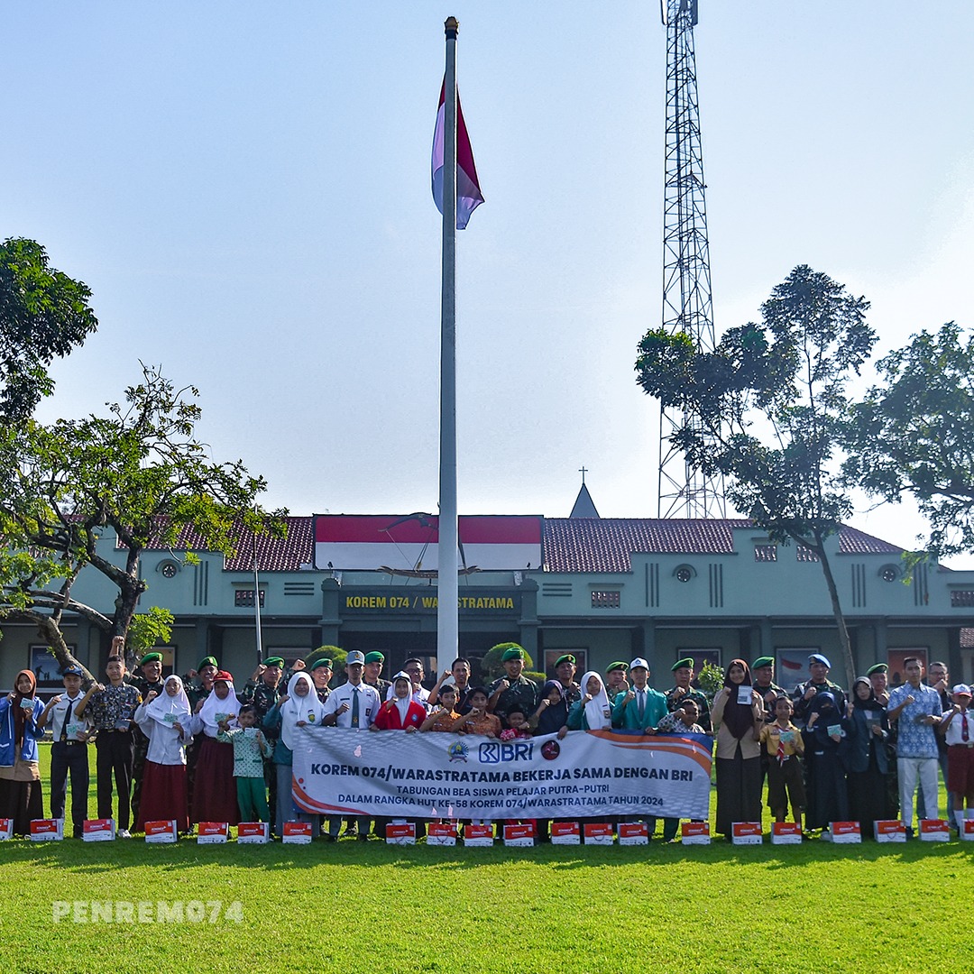 Dorong Prestasi Anak Prajurit dan PNS,
Korem 074/Warastratama dan BRI Bersinergi Berikan Beasiswa.