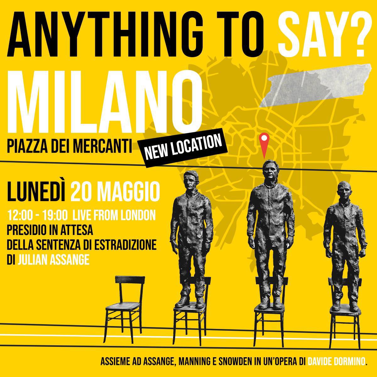 Per chi sarà a Milano, lunedì 20, Piazza dei Mercanti, nel giorno in cui si decideranno le sorti di #Assange @AnythingtoSay_ gofundme.com/f/stand-up-for…
