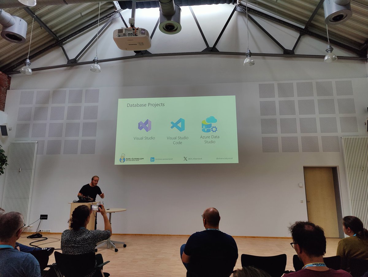 datamindsbe's tweet image. To complete the dataMinds trinity, @Oli_VSteenlandt is spreading the love about Database Deployment using Database Projects &amp;amp; #AzureDevOps at #DataGrillen