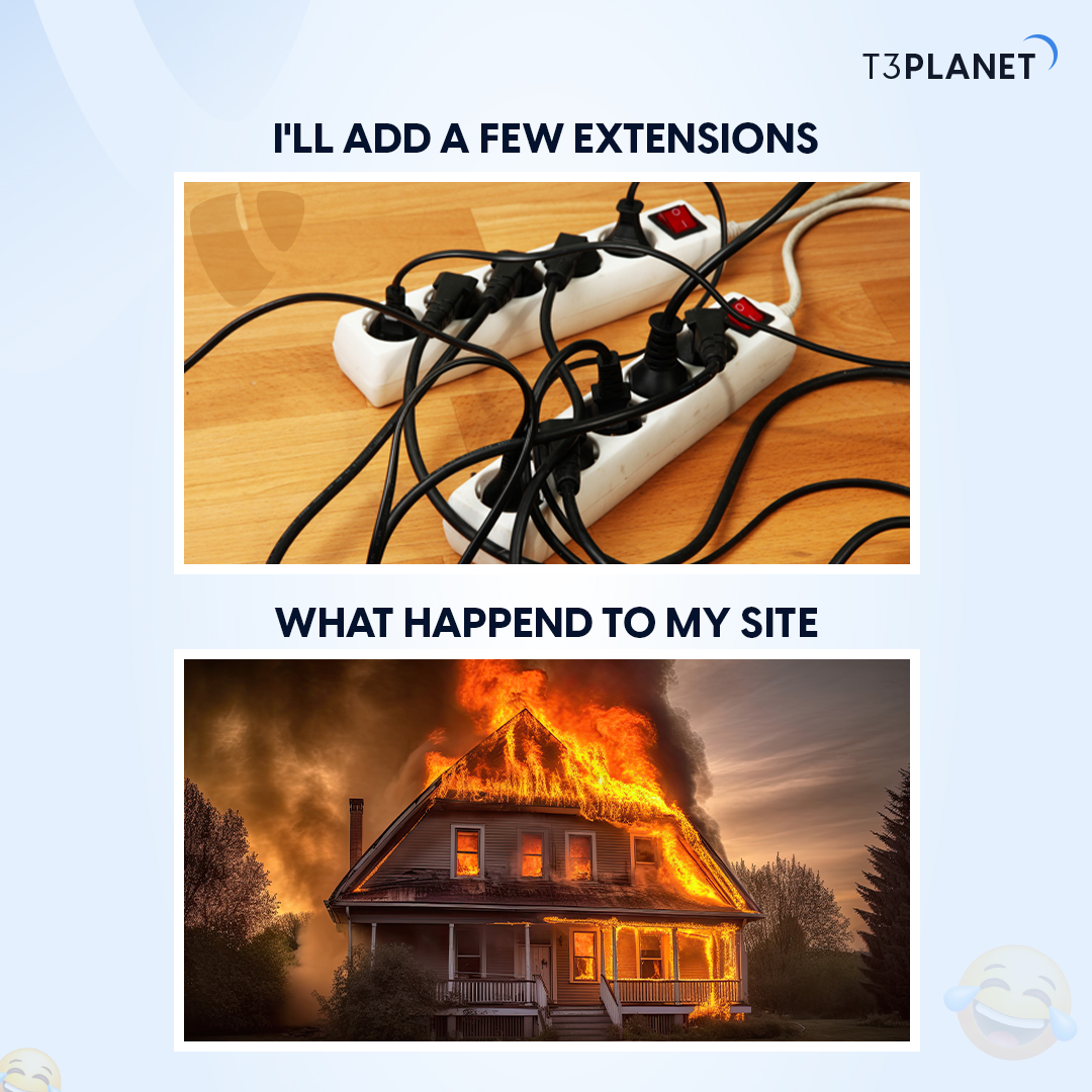 t3planet's tweet image. Website after installing a few extensions 😂🤣

#T3Meme #Meme #Developermeme #Webexperiment