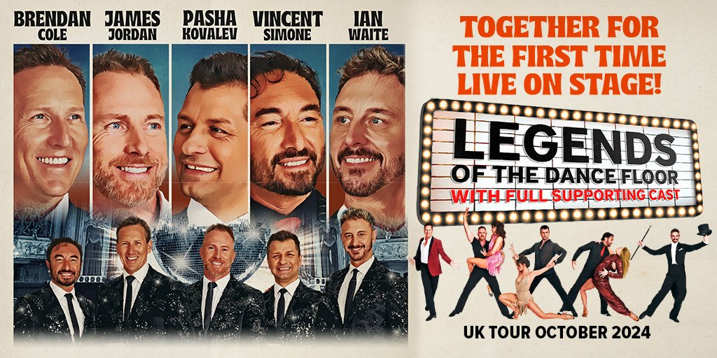 Legends of The Dancefloor (<a href="/LegendsDF/">The Return of the Legends</a>) is a new stage show feat Strictly Come Dancing professionals <a href="/BrendanCole/">Brendan Cole</a>
<a href="/The_JamesJordan/">James Jordan</a> <a href="/ianwaite/">Ian Waite</a>
<a href="/vincentsimone/">vincent</a> and
<a href="/PashaKovalev/">Pasha Kovalev</a>. It will tour the UK this October.  

Book now🪩tinyurl.com/ajbarrtr