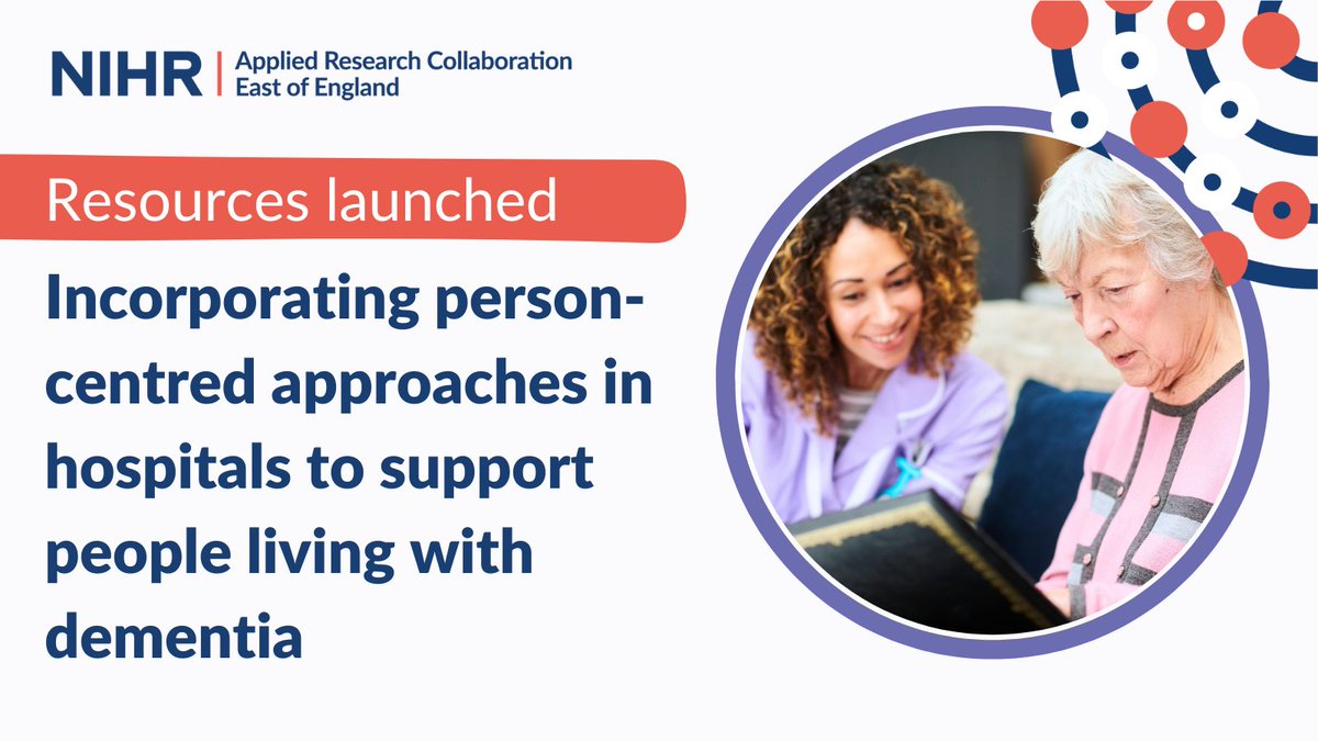 How can we improve the quality of care for people living with #dementia in #hospitals?

A new series of resources has just launched that support #hospital staff in incorporating person-centred approaches into their care.

Download here🔗arc-eoe.nihr.ac.uk/news-blogs/new…

#DementiaAwareness