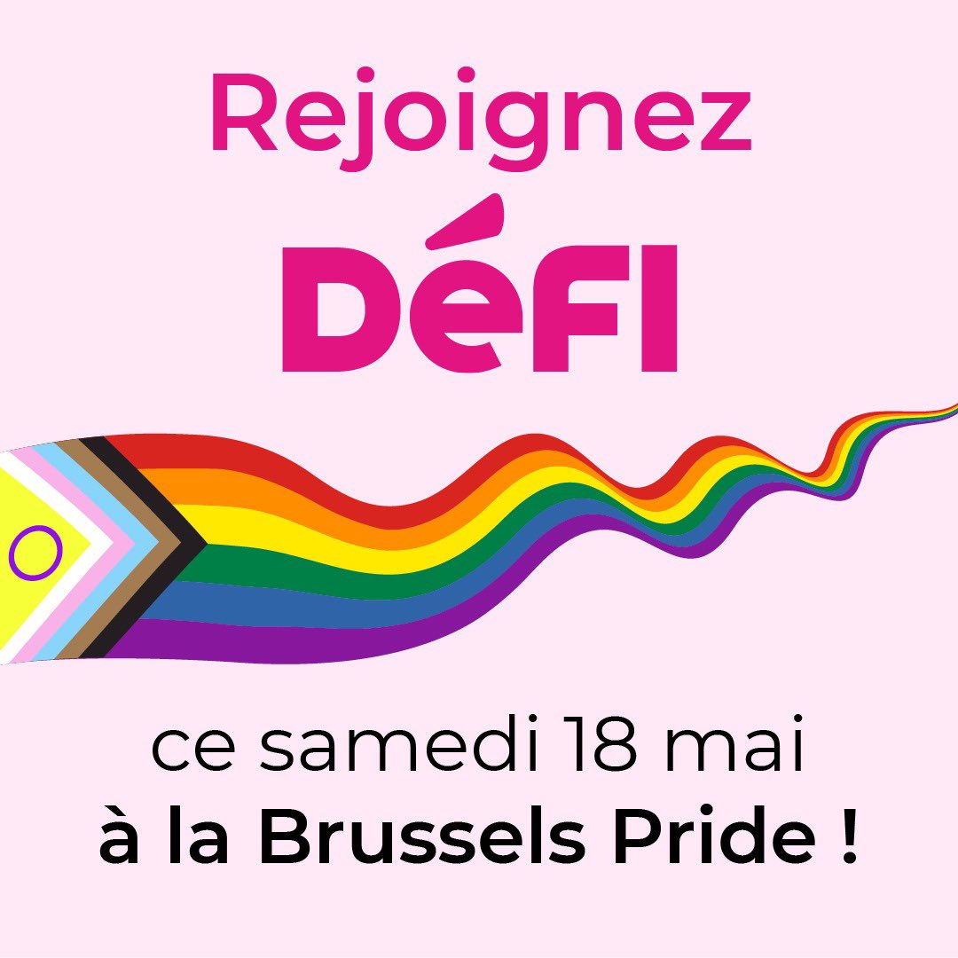 🏳️‍🌈 Rejoignez-nous ce samedi 18 mai pour la #BrusselsPride ! Départ du cortège vers 14h30 rue Ravenstein, hâte de vous y retrouver et de célébrer toutes les fiertés !