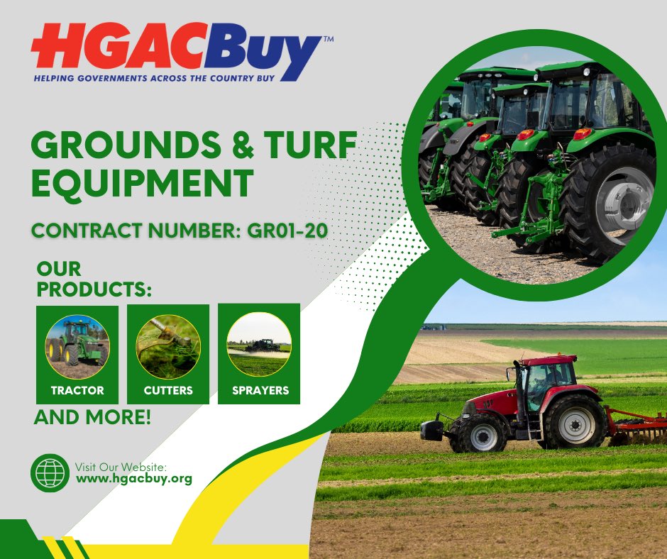 Transform landscapes with competitively solicited Contract GR01-20! HGACBuy's groundbreaking grounds and turf equipment contract is your gateway to green excellence. Elevate your outdoor spaces with the latest in turf innovation and maintenance gear! #HGACBuy