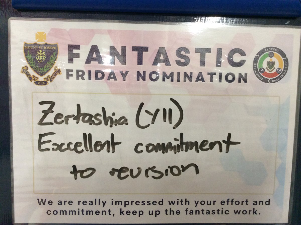 This week's #FantasticFriday nominations are... #MSJCommunity #WellDone #KeepItUp #Positivity