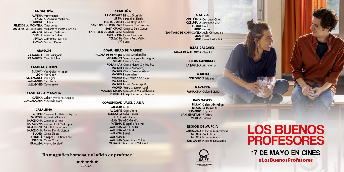 Listado de cines en los que hoy se ha estrenado #LosBuenosProfesores elseptimoarte.net/noticias/criti…