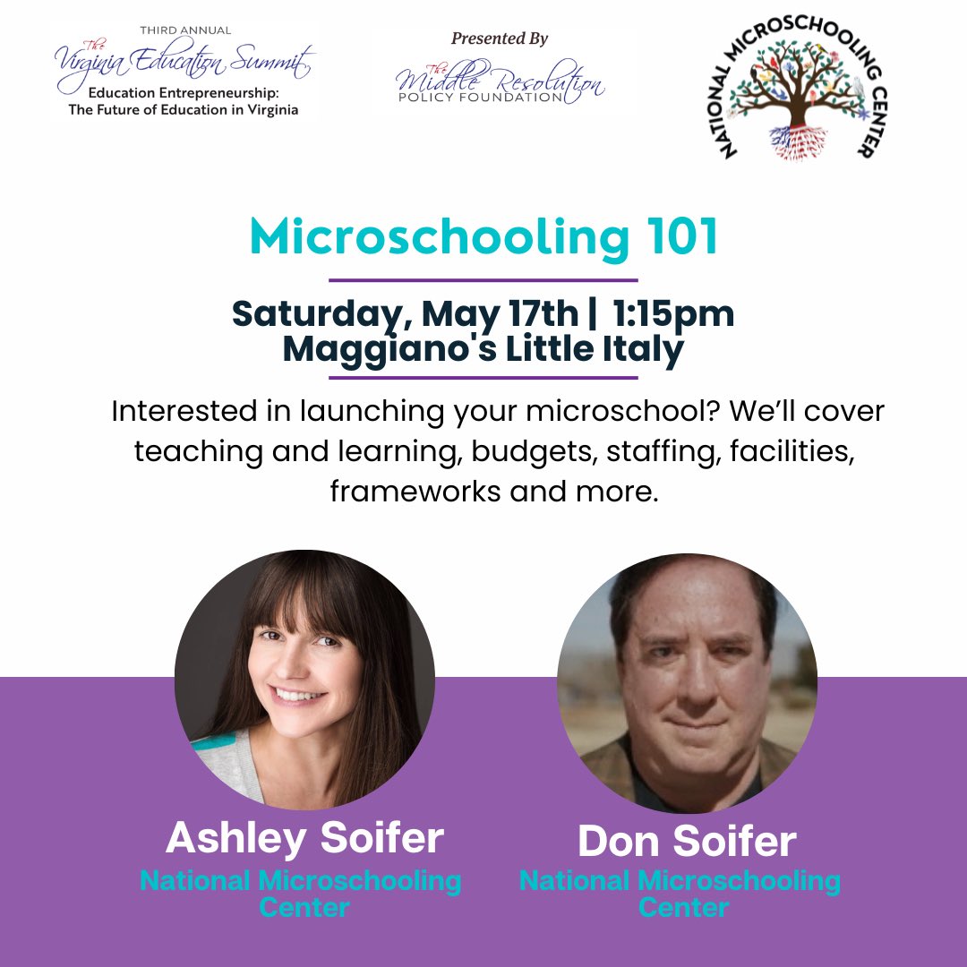 Microschooling is underway in Virginia, and ready to grow. We’re excited for our keynote and afternoon workshop tomorrow in Richmond (Short Pump), hope you can join us.