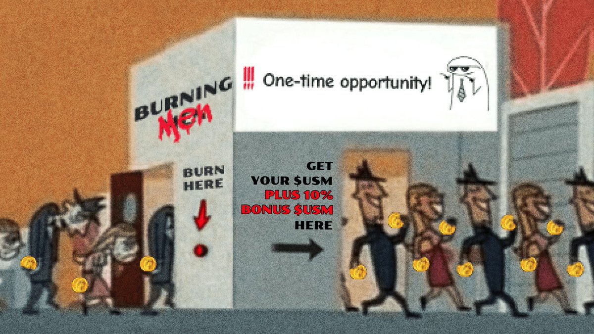 🤔We've gotten a lot of questions about what rewards you'll get when you will burn your tokens as part of the #BurningMen event. Well, let's get into it 🤓 When you burn your $USM tokens, you will get the same amount of $USM tokens back, as well as an additional 10% of $USM