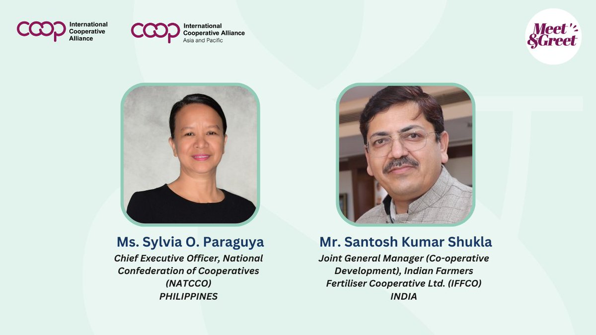 😊We are gearing up for our 🌏meet & greet! Joining us are Mr. Santosh Shukla @IFFCO_PR and Ms. Sylvia Paraguya @NATCCO to share their inspiring member perspectives. 🗓️Date: 28 May 🕘Time: 9:00 CEST (12:30 IST) 🔗Registration: ica.coop/en/events/ica-… #WeAreCoops @icacoop